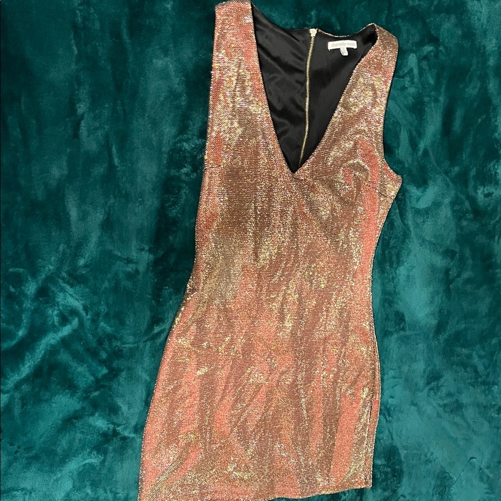 Charlotte Russe Gold Shimmer Backless Dress
